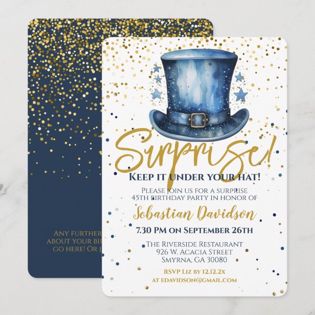 Överraskad Behålla under din hatt Inbjudningar (Fram/baksida)