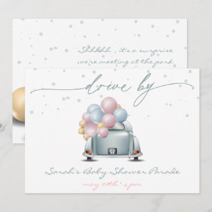 Överraskad Blue Baby Shower Firande Parad Inbjudningar