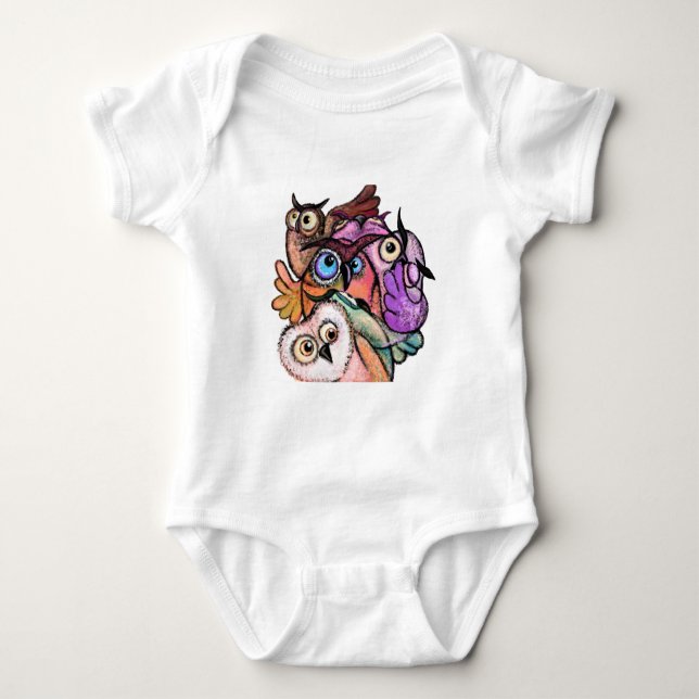 Överraskad Bodykostym i Uggla, Lusj Baby T Shirt (Framsida)
