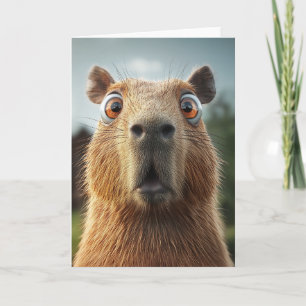 Överraskad Capybara Close-Up Kort