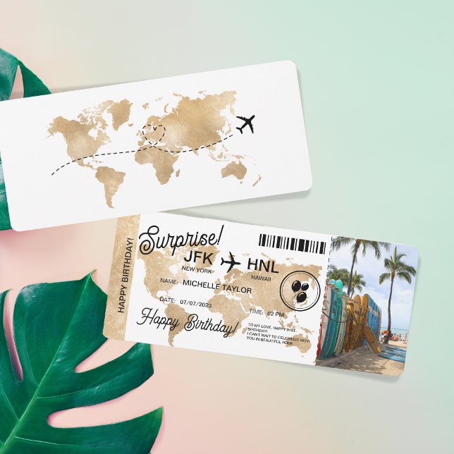 Överraskad dagboksbiljett Resa Biljett Hawaii Inbjudningar (Skapare uppladdad)