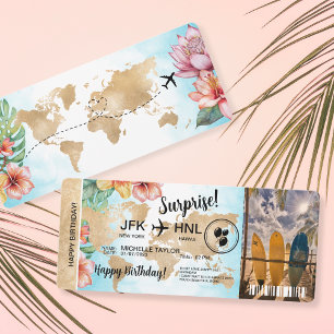Överraskad dagboksbiljett Resa Biljett Hawaii Inbjudningar