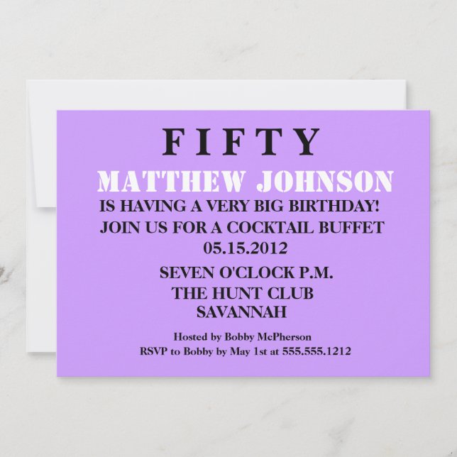 Överraskad femtionde födelsedagsinbjudan inbjudningar (Framsida)