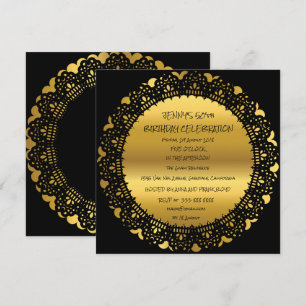 Överraskad Födelsedagsfest Golden Black Snöre Glam Inbjudningar