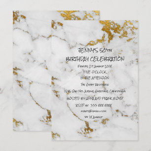 Överraskad Födelsedagsfest Golden Brushs Marble Gl Inbjudningar