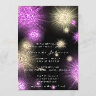 Överraskad Födelsedagsfest Sweet 16Glitter Rosa Gu Inbjudningar
