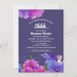 Överraskad Födelsedagsfest. VattenfärgsBlommigt In Inbjudningar