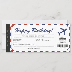 Överraskad födelsedagspenat Flygplan Gift Biljett