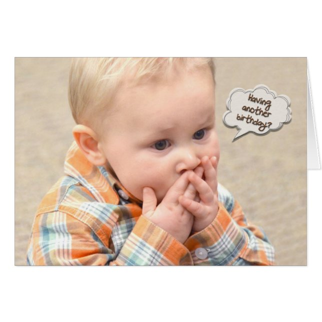 överraskad födelsedagspojke hälsningskort (Framsidan Horizontal)