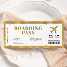 Överraskad Guld-boardingpass Flygplan Gift Biljett