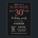 Överraskad inbjudan till 30års födelsedag Black an<br><div class="desc">Överraskande inbjudan till 30års födelsedag med Black and Red Glitter Background. Chalkboard. Vuxen Birthday. Manar eller Women Bday Inbjudan. Vilken ålder som helst. Om du vill göra ytterligare anpassningar klickar du på knappen "Anpassa" och användor verktyg som är utformat för att ändra mallen.</div>