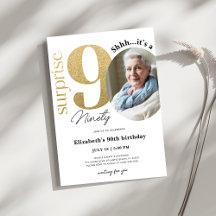 Överraskad inbjudan till 90:e Guld födelsedag med