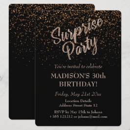 Överraskad Party Birthday Guld Glitter Inbjudningar