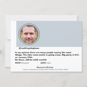 Överraskad Party Funny Twitter Joke Post-inbjudan Kort