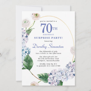 Överraskad Party Hydrangea Ro 70:e födelsedagen Inbjudningar