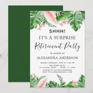 Överraskad Pension Party Tropical Handflatan Blomm Inbjudningar