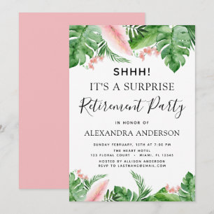Överraskad Pension Party Tropical Handflatan Blomm Inbjudningar