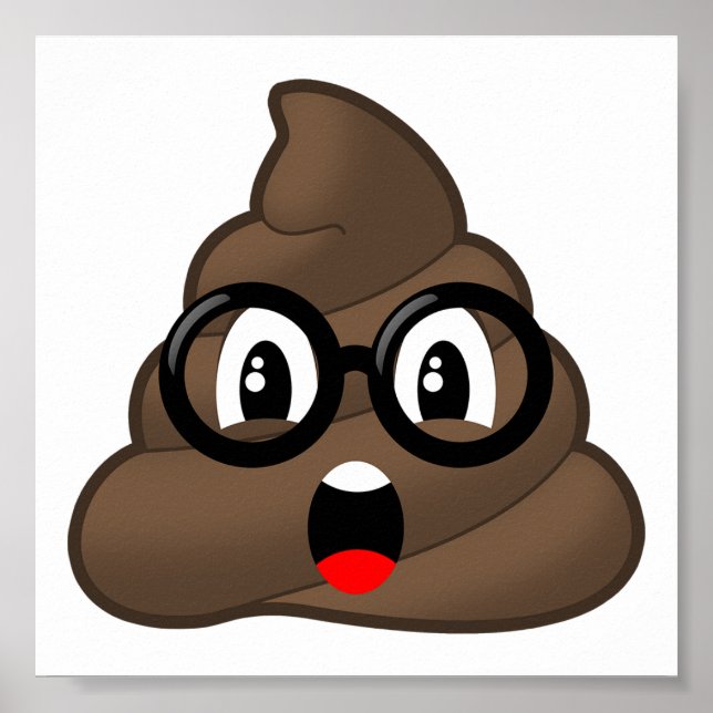 Överraskad Poop Glasses Emoji Poster (Framsidan)