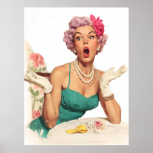 Överraskad Retro Glamour Dam Poster