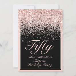 Överraskad Rosa Glitter 50 och Fabulous Birthday Inbjudningar