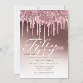 Överraskad Rosa Glitter 50 och Fabulous Birthday Inbjudningar