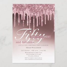 Överraskad Rosa Glitter 50 och Fabulous Birthday Inbjudningar