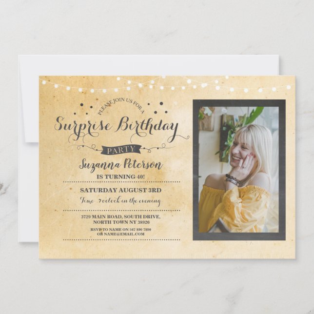 Överraskad Vintage för Födelsedagsfest oavsett åld Inbjudningar (Framsida)