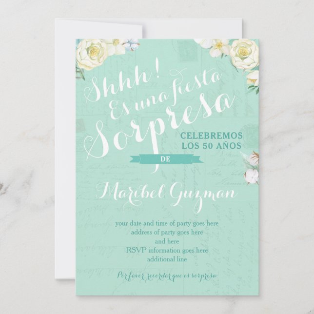 Överraskade party inbjudningskort för honårsdag sp (Framsida)