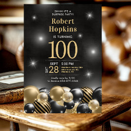 Överraskande 100-dagars Black Guld-ballonger Party Inbjudningar