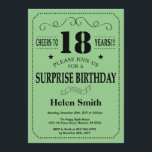 Överraskande 18:e födelsedag, svart och Grönt Inbjudningar<br><div class="desc">18:e födelsedagsinbjudan Svart och Grönt Typografi. Svart och Grönt - bakgrund. Vuxen Birthday. Male Manar eller Women Birthday. Kids Boy eller Girl Dam Tonåring Teenage Bday Inbjudan. 13:e 15:e 16:e 18:e 20:e 30:e 40:e 60:e 70:e 80:e 90:e 100:e. Vilken ålder som helst. Om du vill göra ytterligare anpassningar klickar du...</div>