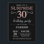 Överraskande 30års födelsedag Black och Ro Rosa Gu Inbjudningar<br><div class="desc">Överraskande inbjudan till 30års födelsedag med bakgrund av Svarta och Ro Rosa Guld Glitter. Chalkboard. Vuxen Birthday. Manar eller Women Bday Inbjudan. Vilken ålder som helst. Om du vill göra ytterligare anpassningar klickar du på knappen "Anpassa" och användor verktyg som är utformat för att ändra mallen.</div>