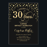 Överraskande 30års födelsedag Party - Guld Black Inbjudningar<br><div class="desc">Överraskande inbjudan från 30års födelsedag-partiet. Utformning av eleganten i svartvitt och faux glitter guld . Med skriptteckensnitt och diamanter konfigureras. Skål för 30 år! Berätta om du behöver anpassa dig ytterligare.</div>