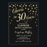 Överraskande 30års födelsedag Party - Guld Black Inbjudningar<br><div class="desc">Överraskad Elegant för inbjudan till 30års födelsedag-partiet med faux glitter guld och svart. Har skript-typsnitt och -konfiguration. Skål för 30 år! Berätta om du behöver en anpassningsbar ålder.</div>
