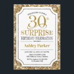 Överraskande 30års födelsedag Party - Guld Black Inbjudningar<br><div class="desc">Överraskande inbjudan till Firande i 30års födelsedag. Elegantens klassutformning i vitt och faux glitter guld mönster. Elegantens skriptteckensnitt för funktioner. Berätta om du behöver anpassa dig ytterligare.</div>