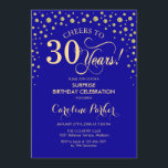 Överraskande 30års födelsedag Party - Royal Blue G Inbjudningar<br><div class="desc">Överraskande inbjudan från 30års födelsedag-partiet. Utformning av eleganten i sapphire-royalet blue och faux glitter guld . Med skriptteckensnitt och diamanter konfigureras. Skål för 30 år! Berätta om du behöver anpassa dig ytterligare.</div>