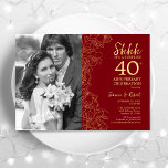 Överraskande 40-årsjubileum med Photo - Red Guld Inbjudningar<br><div class="desc">Överraskande 40-årsdag med inbjudan till Blommigten Photo - Ruby Red Guld. Modern design med botaniska konturaccenter för teckning och typsnitt för typgrafiska skript. Enkel perfekt för inbjudan-kort för trendig för en snyggt-bröllop-årsdag i firande. Kan anpassas så att de återspeglar alla år av giftermål. Skrivna Zazzle-inbjudningar eller digital utskrivbar mall för...</div>