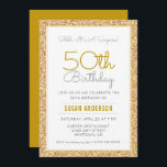 Överraskande 50:e Födelsedagsfesten Faux Guld Glit Inbjudningar<br><div class="desc">Den här enkla men elegant Surprise 50:e Födelsedagsfest inbjudan har en faaux glitter gräns. Med anpassningsbar kan du lägga till din inbjudan.</div>