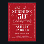 Överraskande 50:e Födelsedagsfesten - Röd vit Inbjudningar<br><div class="desc">Överraskande 50 Födelsedagsfest inbjudan. Enkel klassdesign i röd och vit mörk. Elegantens skriptteckensnitt för funktioner. Överraskad dag firande för man eller kvinna. Kan anpassas till vilken ålder som helst!</div>
