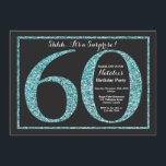 Överraskande 60-dagars inbjudan Teal Glitter<br><div class="desc">Överraskande 60:e födelsedagsinbjudan. Svart och Teal Glitter Födelsedagsfest Inbjudan med Chalkboard Background. Överraskad födelsedag. Vuxen Birthday. Manar eller Kvinnor Bday Bash Party. Om du vill göra ytterligare anpassningar klickar du på knappen "Anpassa" och användor verktyg som är utformat för att ändra mallen.</div>