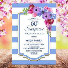 Överraskande 60:e födelsedag Lila Blommigt Party Inbjudningar