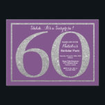 Överraskande 60:e födelsedag Lila och Silver Glitt Inbjudningar<br><div class="desc">Överraskande 60:e födelsedagsinbjudan. Lila och Silver Glitter Födelsedagsfest Inbjudan med Lila bakgrund. Överraskad födelsedag. Vuxen Birthday. Manar eller Kvinnor Bday Bash Party. Om du vill göra ytterligare anpassningar klickar du på knappen "Anpassa" och användor verktyg som är utformat för att ändra mallen.</div>