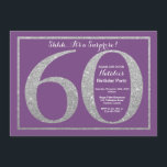 Överraskande 60:e födelsedag Lila och Silver Glitt Inbjudningar<br><div class="desc">Överraskande 60:e födelsedagsinbjudan. Lila och Silver Glitter Födelsedagsfest Inbjudan med Lila bakgrund. Överraskad födelsedag. Vuxen Birthday. Manar eller Kvinnor Bday Bash Party. Om du vill göra ytterligare anpassningar klickar du på knappen "Anpassa" och användor verktyg som är utformat för att ändra mallen.</div>