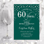Överraskande 60:e Födelsedagsfesten - Grönt Silver Inbjudningar<br><div class="desc">Överraskande 60 Födelsedagsfest inbjudan. Elegantens utformning i emerald grönt och Faux glitter silver. Med skriptteckensnitt och diamanter konfigureras. Skål till 60 år! Berätta om du behöver anpassa dig ytterligare.</div>