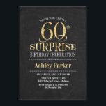 Överraskande 60:e Födelsedagsfesten - Guld Black Inbjudningar<br><div class="desc">Rustic Surprise 60:e födelsedagshälsinbjudan. Elegantens klassutformning i svart krita och faux glitter guld mönster. Elegantens skriptteckensnitt för funktioner. Berätta om du behöver anpassa dig ytterligare.</div>