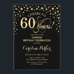 Överraskande 60:e Födelsedagsfesten - Guld Black Inbjudningar<br><div class="desc">Överraskande 60 Födelsedagsfest inbjudan. Utformning av eleganten i svartvitt och faux glitter guld . Med skriptteckensnitt och diamanter konfigureras. Skål till 60 år! Berätta om du behöver anpassa dig ytterligare.</div>