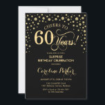 Överraskande 60:e Födelsedagsfesten - Guld Black Inbjudningar<br><div class="desc">Överraskande 60 Födelsedagsfest inbjudan. Utformning av eleganten i svartvitt och faux glitter guld . Med skriptteckensnitt och diamanter konfigureras. Skål till 60 år! Berätta om du behöver anpassa dig ytterligare.</div>