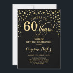 Överraskande 60:e Födelsedagsfesten - Guld Black Inbjudningar<br><div class="desc">Överraskande 60 Födelsedagsfest inbjudan. Utformning av eleganten i svartvitt och faux glitter guld . Med skriptteckensnitt och diamanter konfigureras. Skål till 60 år! Berätta om du behöver anpassa dig ytterligare.</div>