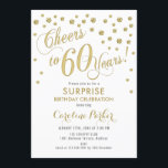 Överraskande 60:e Födelsedagsfesten - Guld White Inbjudningar<br><div class="desc">Överraskande 60:e Födelsedagsfest inbjudan-Eleganten med faux glitter guld och vit. Har skript-typsnitt och -konfiguration. Skål till 60 år! Berätta om du behöver en anpassningsbar ålder.</div>