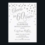Överraskande 60:e Födelsedagsfesten - Silver White Inbjudningar<br><div class="desc">Överraskande 60:e Födelsedagsfest inbjudan-Eleganten med faux glitter silver och vit. Har skript-typsnitt och -konfiguration. Skål till 60 år! Berätta om du behöver en anpassningsbar ålder.</div>