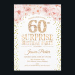 Överraskande 60:e Födelsedagsfesten - Vit Guld Ros Inbjudningar<br><div class="desc">Överraskande 60 Födelsedagsfest inbjudan. Elegantens utformning i faux glitter guld,  vit och rosa. Funktioner för  blommor i rosa,  skript och vattenfärg. Berätta om du behöver anpassa dig ytterligare.</div>
